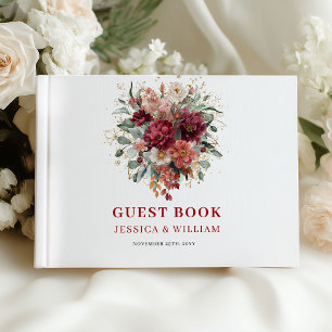 Livre d'or de mariage floral automnal Luxe Marsala