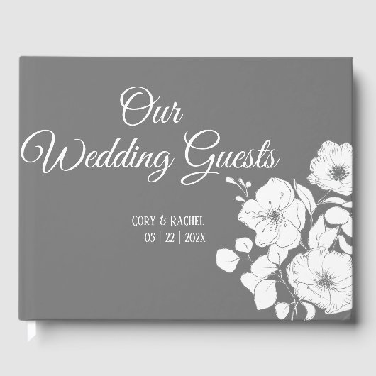 Livre d'or de Mariage Floral blanc (Recto)