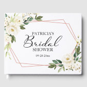 Livre d'or de mariage floral blanc verdure géométr (Recto)