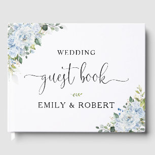 Livre d'or de mariage floral bleu romantique