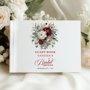 Livre d'or de mariage floral bordeaux chic pour in