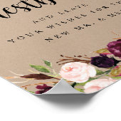 Livre d'or de mariage floral burgundy Kraft rustiq (Coin)