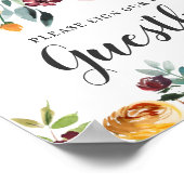 Livre d'or de mariage floral rose burgundy rustiqu (Coin)