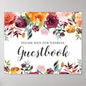 Livre d'or de mariage floral rose burgundy rustiqu (Devant)