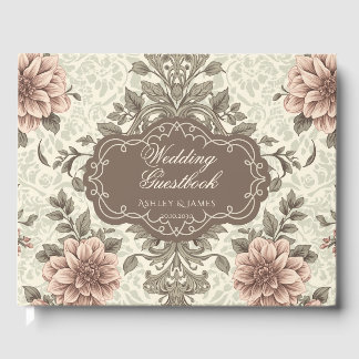Livre d'or de mariage floral rose élégant