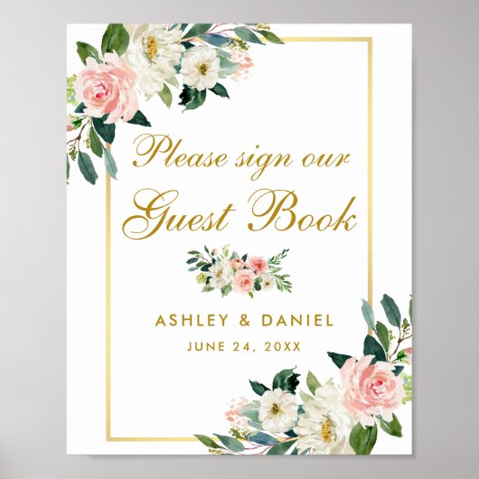 Livre d'or de mariage floral rose gold (Devant)