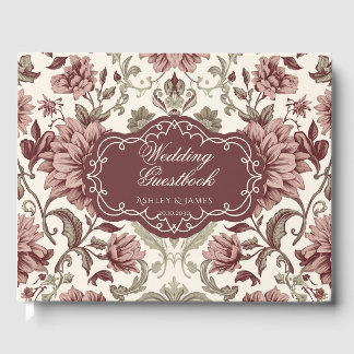Livre d'or de mariage floral rouge burgundy élégan