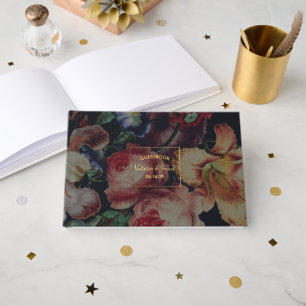 Livre d'or de mariage floral vintage sombre