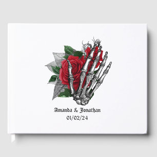 Livre d'or de mariage gothique à fleurs rouges