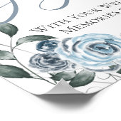 Livre d'or de mariage Jenga Bleu poussiéreux Fleur (Coin)