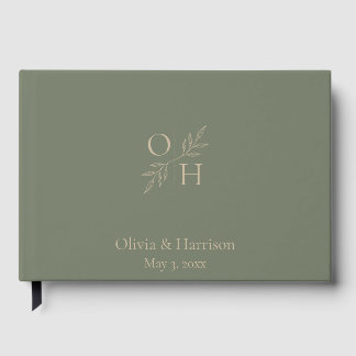 Livre d'or de mariage minimaliste Vert sauge