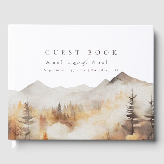 Livre d'or de mariage moderne Cabane rustique (Recto)