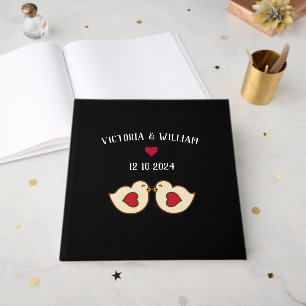 Livre d'or de mariage oiseaux de l'amour rétro per