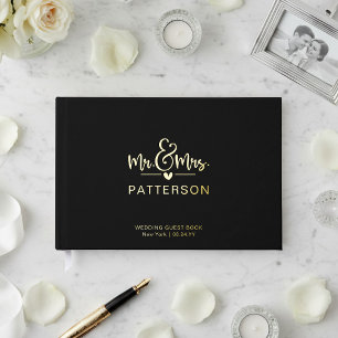 Livre d'or de mariage personnalisé avec nom en vér