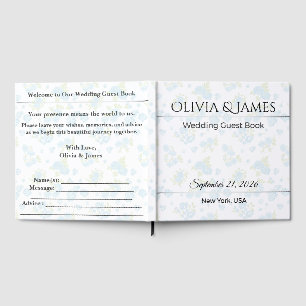 Livre d'or de mariage personnalisé   Bleu poussiér