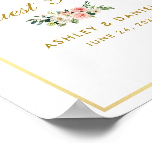 Livre d'or de mariage rose floral mariage or (Coin)