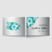 Livre d'or de mariage Roses aqua et Argent (Complet)