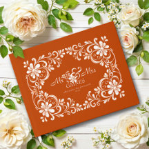 Livre d'or de mariage Shabby Chic Orange foncé