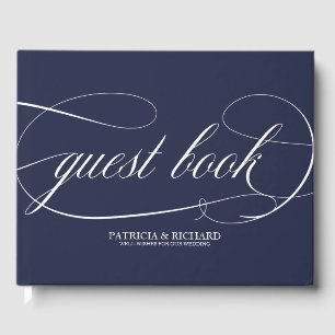 Livre d'or de mariage simple chic bleu marine