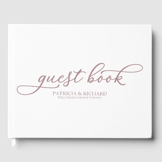 Livre d'or de mariage simple chic rose gold script (Recto)