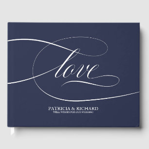 Livre d'or de mariage simple élégant bleu marine