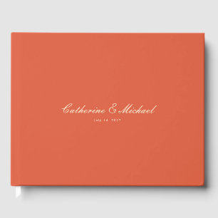 Livre d'or de mariage Simple Script Sunset Orange