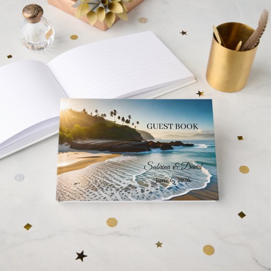 Livre d'or de mariage thème plage (Recto ouvert)