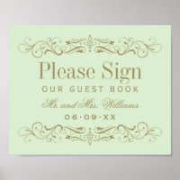 Livre d'or de mariage vert et or à motifs