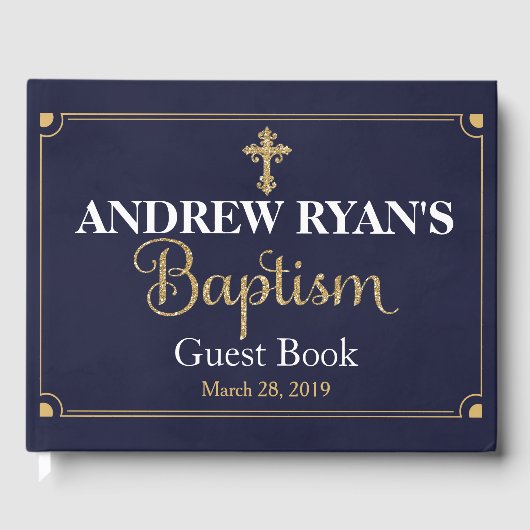 Livre d'or de Navy & Gold Boy Baptism (Recto)
