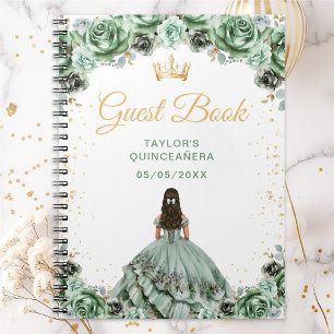 Livre d'or de Quinceañera de princesse vert sauge