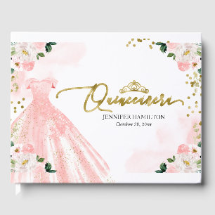 Livre d'or de Quinceanera Robe rose Floral
