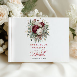 Livre d'or de signature de mariage floral bordeaux