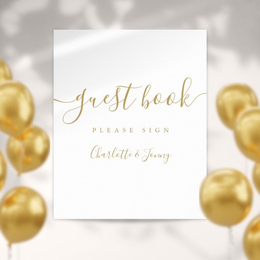 Livre d'or de signature de script Gold