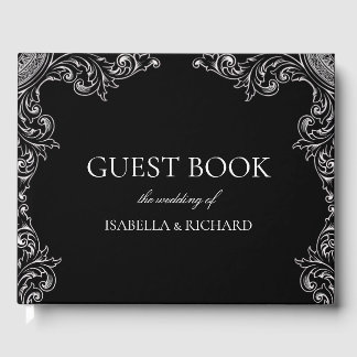 Livre D'or Déco moderne | Élégant Mariage noir et blanc