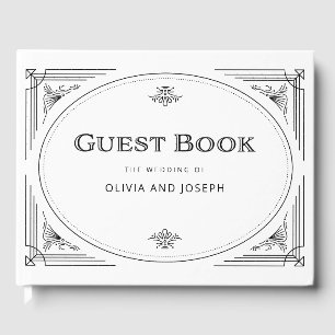 Livre D'or Déco moderne   Élégant Mariage noir et blanc