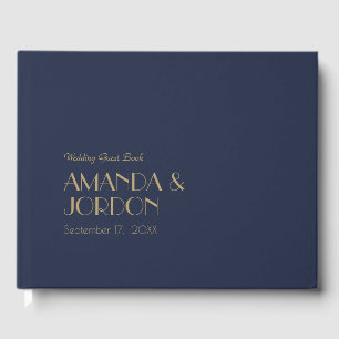 Livre D'or Déco type or   Dark Navy Mariage Guest Book