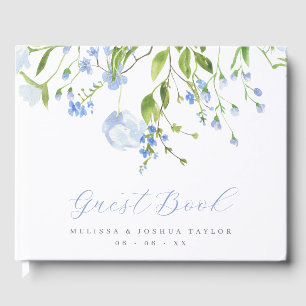 Livre D'or Délicat bleu Fleurs sauvages Mariage de script