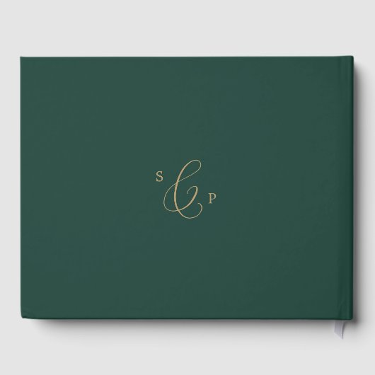 Livre D'or Délicat Monogramme Vert Or Retour Le Mariage De (Verso)