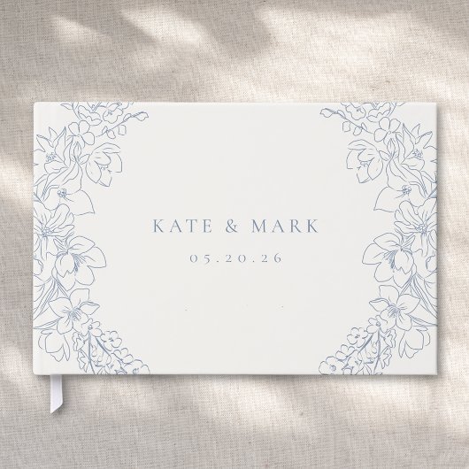 Livre D'or Delicate Blue Floral Wedding