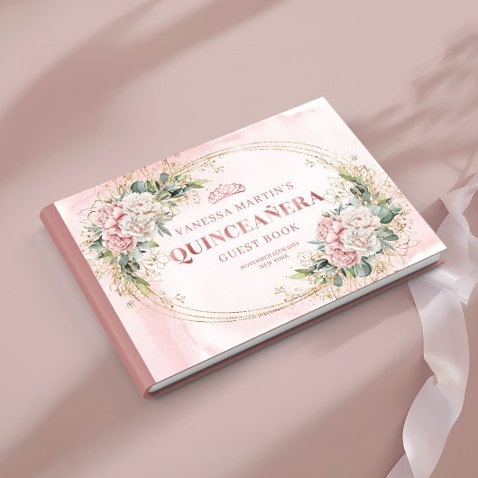 Livre D'or Delicate Rose Gold Flowers Greenery Quince