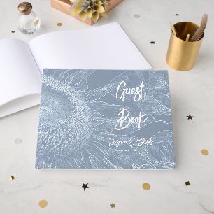 Livre D'or Demi-soleil rustique Fleurs Artistiques Bleu Pâle 