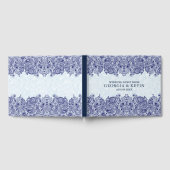 Livre D'or Dentelle florale blanche et bleu foncé (Complet)