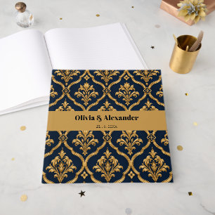 Livre D'or Design de motif vintage élégant en or et damas mar