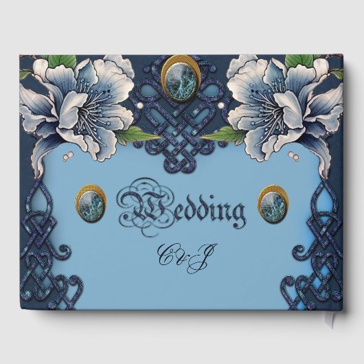 Livre D'or Design élégant bleu celtique (Verso)