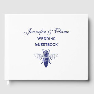 Livre D'or Dessin vintage de reine abeille en bleu
