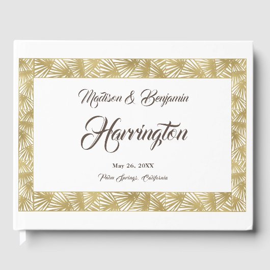 Livre D'or Destination Mariage, Plage, Palmiers, Huile d'or (Recto)
