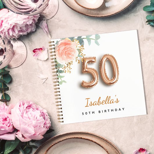 Livre d'or d'eucalyptus rose 50e anniversaire