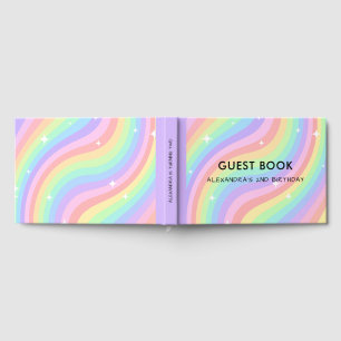 Livre D'or Deux super Arc-en-ciel pastel Rétro 2ème Anniver
