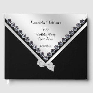 Livre D'or Diamants brillants et Bow argenté 70e anniversaire