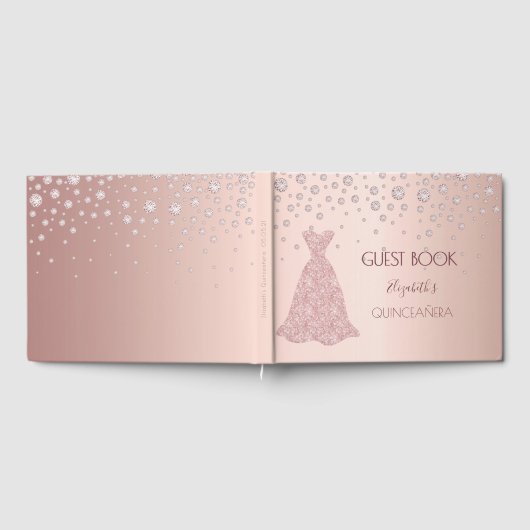 Livre D'or Diamants or rose robe rose Quinceanera (Complet)